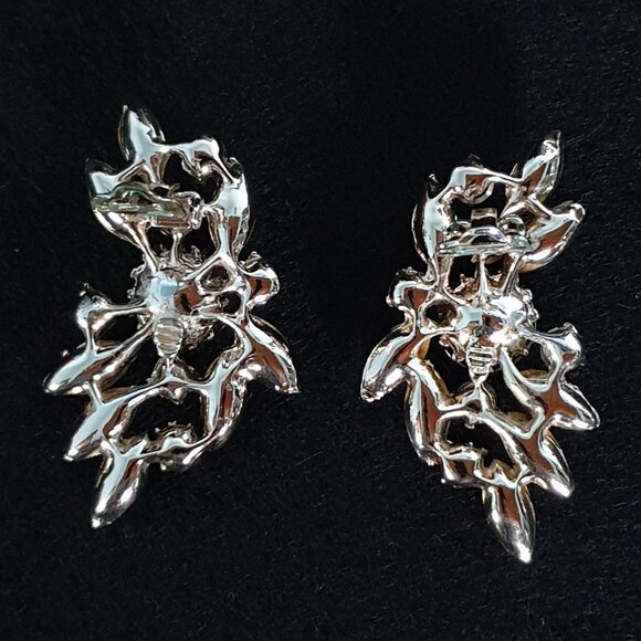 Bold Yellow & Aurora Borealis Rhinestone Floral Earrings – Statement Sparkle - Picture 9 of 10